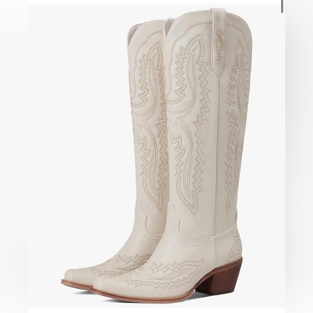 Womens tall cowboy boots cream